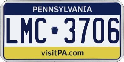 PA license plate LMC3706