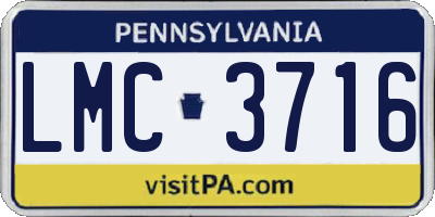 PA license plate LMC3716