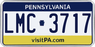 PA license plate LMC3717