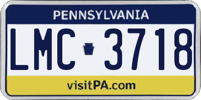 PA license plate LMC3718