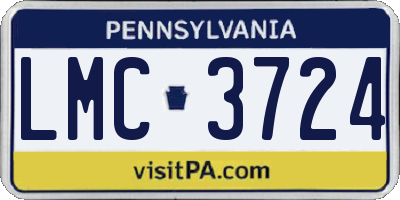 PA license plate LMC3724