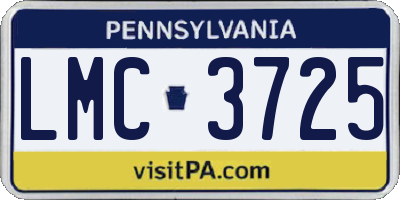 PA license plate LMC3725