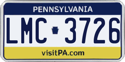 PA license plate LMC3726