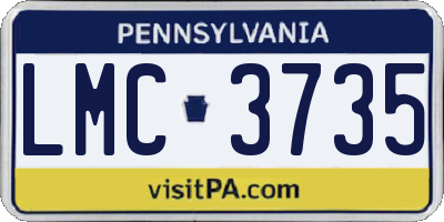 PA license plate LMC3735