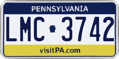 PA license plate LMC3742