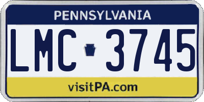 PA license plate LMC3745