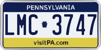 PA license plate LMC3747