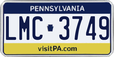 PA license plate LMC3749