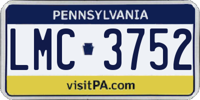 PA license plate LMC3752