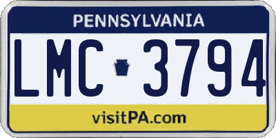 PA license plate LMC3794