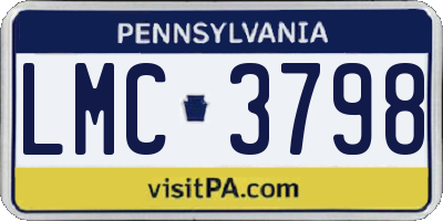 PA license plate LMC3798