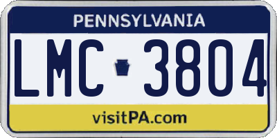 PA license plate LMC3804