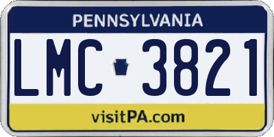 PA license plate LMC3821
