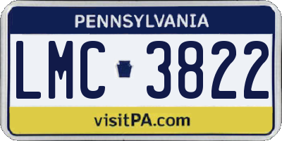 PA license plate LMC3822