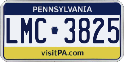 PA license plate LMC3825