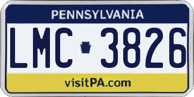 PA license plate LMC3826