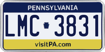 PA license plate LMC3831