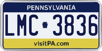 PA license plate LMC3836