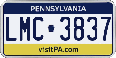 PA license plate LMC3837