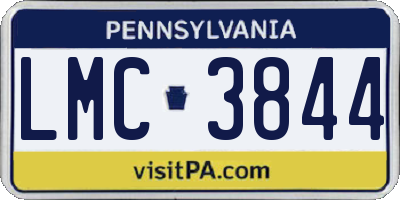 PA license plate LMC3844