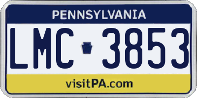 PA license plate LMC3853