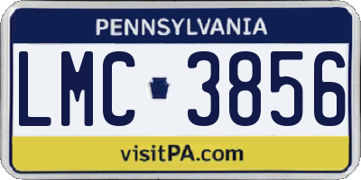 PA license plate LMC3856