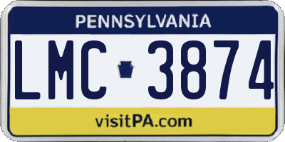 PA license plate LMC3874