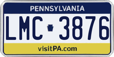PA license plate LMC3876