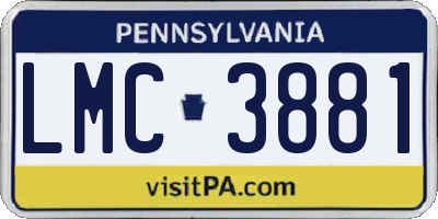 PA license plate LMC3881