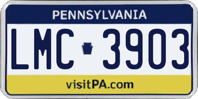 PA license plate LMC3903