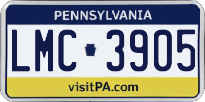 PA license plate LMC3905