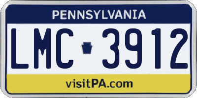 PA license plate LMC3912
