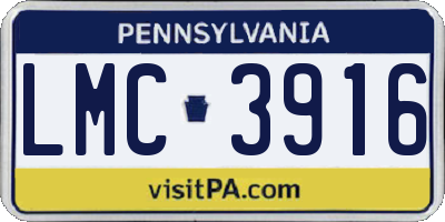 PA license plate LMC3916