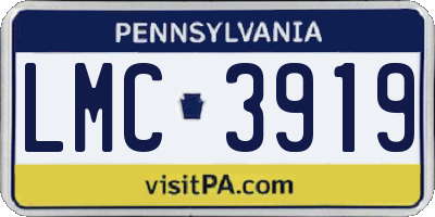 PA license plate LMC3919