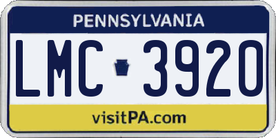 PA license plate LMC3920