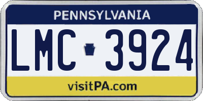 PA license plate LMC3924