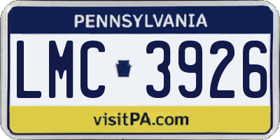 PA license plate LMC3926