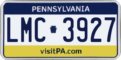PA license plate LMC3927