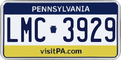 PA license plate LMC3929