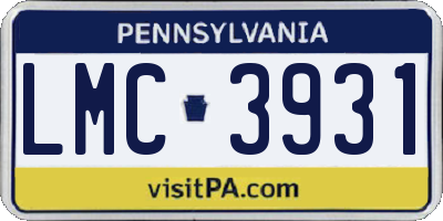 PA license plate LMC3931