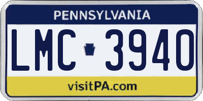 PA license plate LMC3940