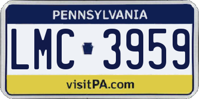 PA license plate LMC3959