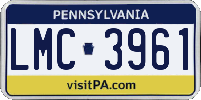 PA license plate LMC3961