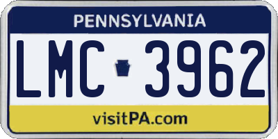 PA license plate LMC3962
