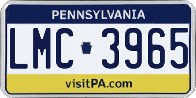 PA license plate LMC3965