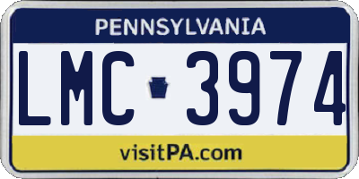 PA license plate LMC3974