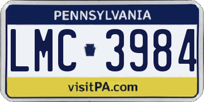 PA license plate LMC3984