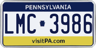 PA license plate LMC3986