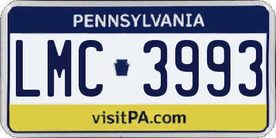 PA license plate LMC3993