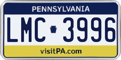 PA license plate LMC3996